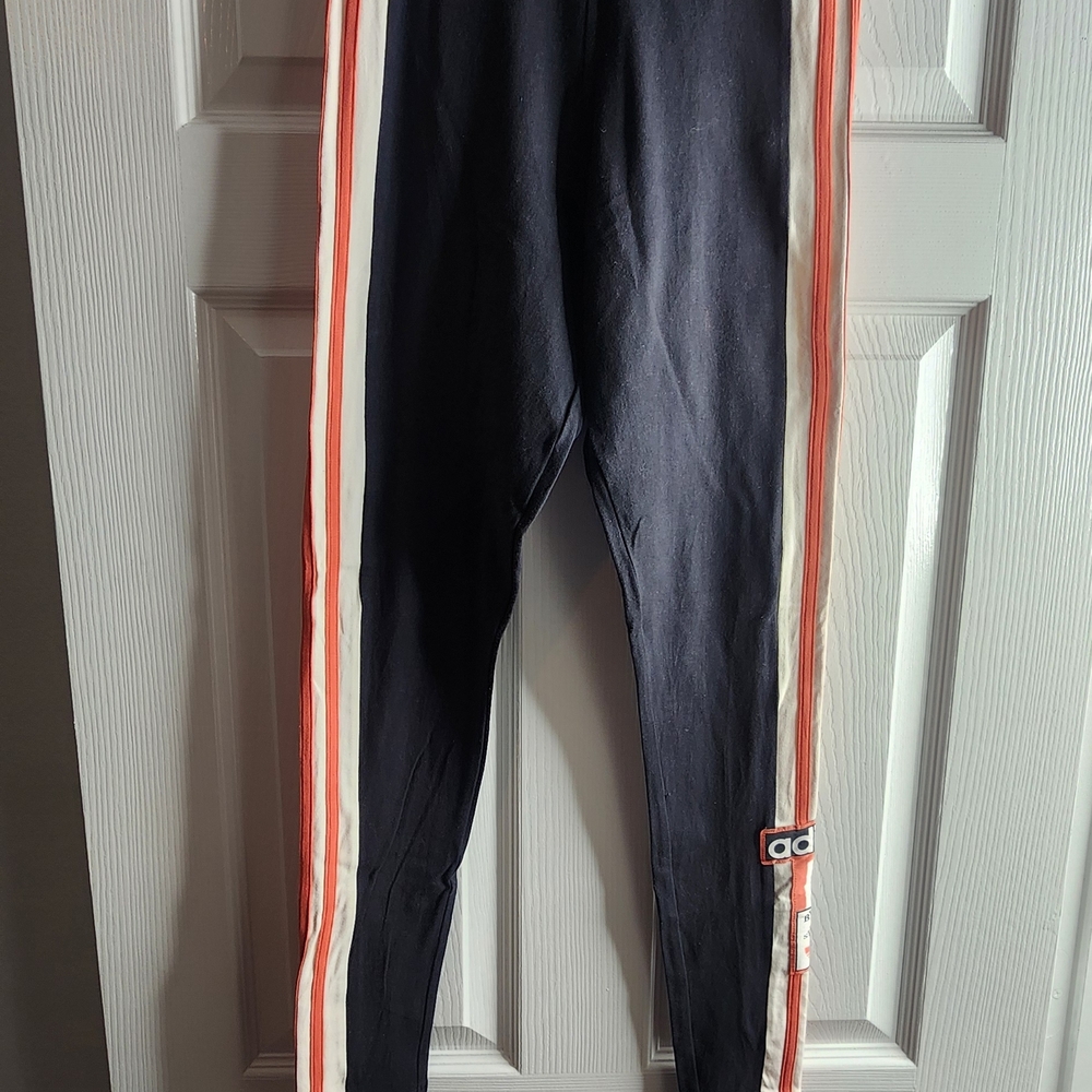 Adidas Women's Leggings in Navy with Red and White Stripes